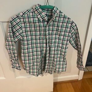 Janie and Jack Green and Pink Plaid Button Down Shirt
